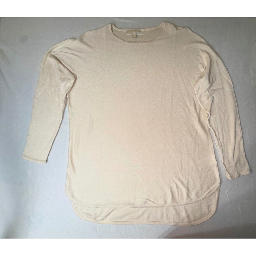 Michael Kors Knit Top Women's Size M Cream High-Low Hem Long Sleeve Sweater